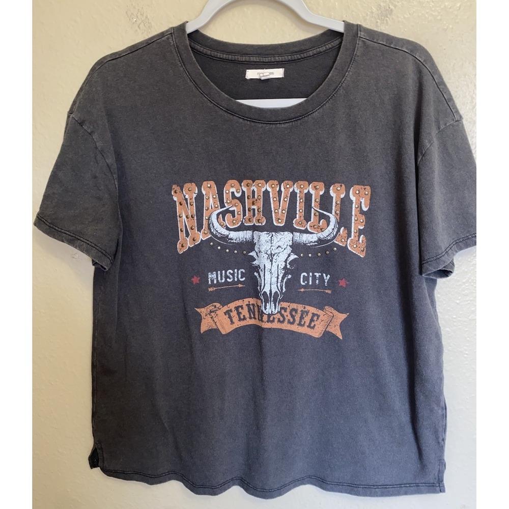 Maurices Shirt Short Sleeve Gray Nashville Tennesse Western Music Medium
